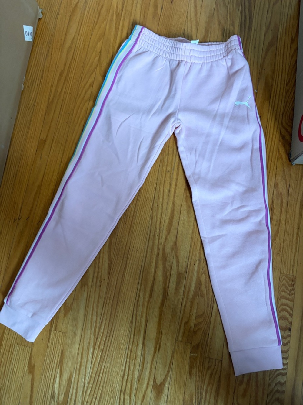 New without tags Puma Light Pink Girls' Joggers with Multicolor Side Stripes